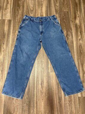 CARHARTT MEN'S CARPENTER DENIM JEANS BLUE 38X30 COTTON WORKWEAR